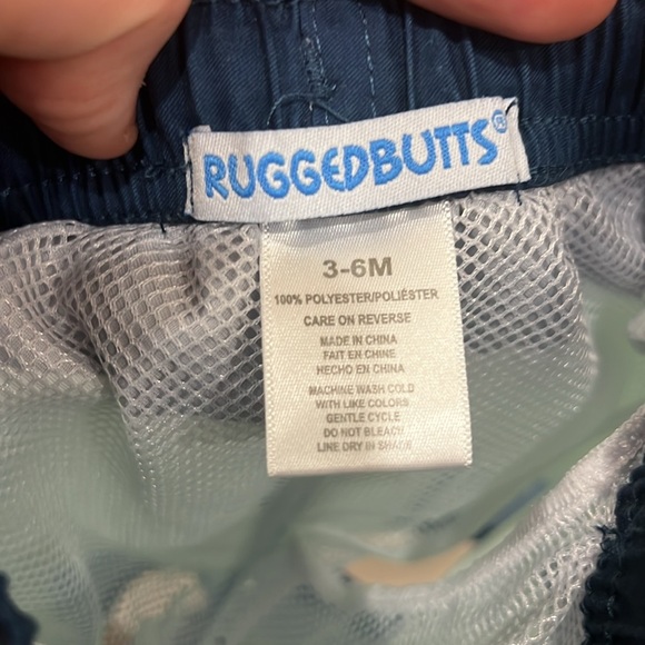 BUNDLE (2) RuggedButts Swim Trunks Colorblock Striped Baby Boy Size 3-6 Months - Picture 5 of 10